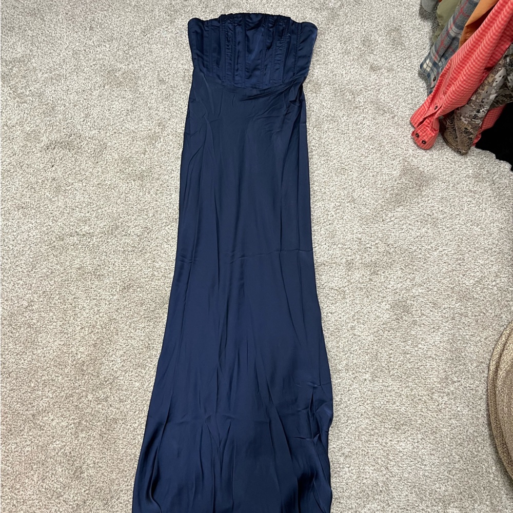 Showpo Blue Strapless Sleeveless Gown for Prom
